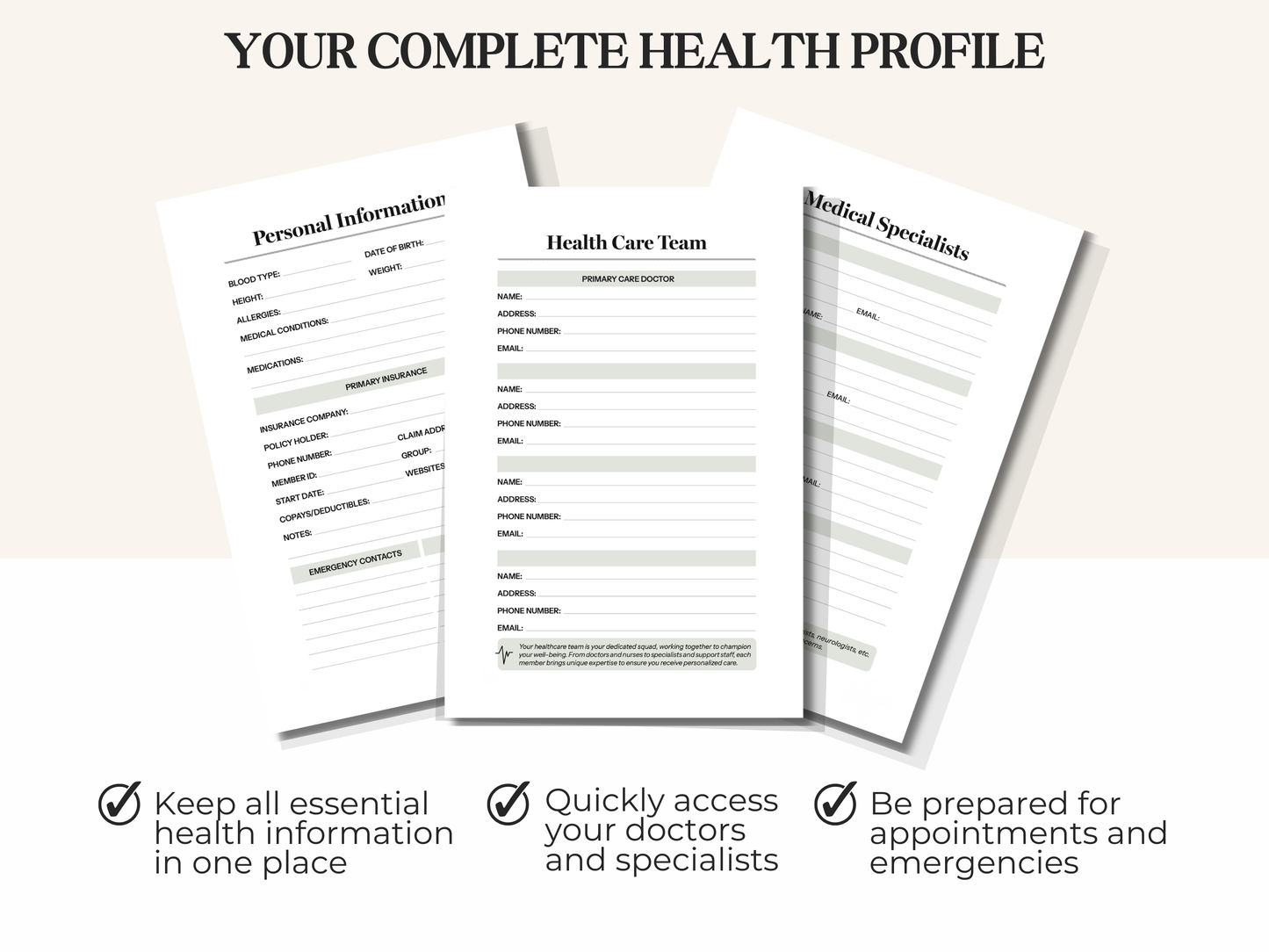 Medical Planner-Strength Through Peace Of Mind (Beige)